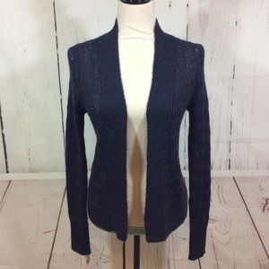 Banana Republic Open Front Cardigan Sweater Blue Mohair Knit Metallic Size M